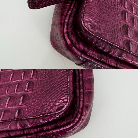 Brahmin Cleo Crossbody Bag Dewberry Berry Pink Embossed Leather - Picture 7 of 13